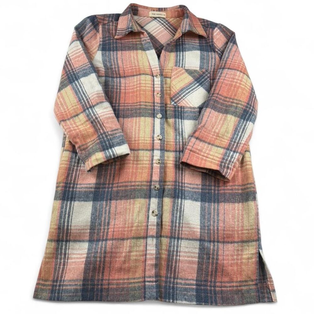 The Nines Women’s Long Plaid Cotton Flannel Stacker Shacket Size Small
